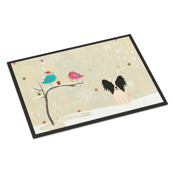 Carolines Treasures Christmas Presents Between Friends Papillon Black White Indoor or Outdoor Mat, 24 x 0.25 x 36 in. BB2548JMAT - main